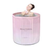 Sinbide Baignoire Pliable Adulte, Trempage Autoportante Baignoire, baignoire de trempage pliable pour adulte, Pliante SPA Baignoire pour Petite Salle de Bain, 65x65x70cm (Rose)