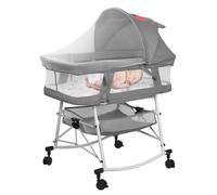 Sinbide Berceau Lit Cododo Bébé Pliable - Couffin Bercelonnette - 3 En 1 - Hauteur Réglable - avec Matelas et Moustiquaire