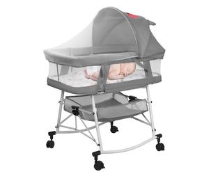 Sinbide Berceau Lit Cododo Bébé Pliable - Couffin Bercelonnette - 3 En 1 - Hauteur Réglable - avec Matelas et Moustiquaire