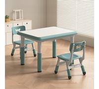 Sinbide Ensemble Table et Chaises pour Enfant, Réglable en Hauteur, pour Maternelle et Chambre d'enfant, Table à Dessin en Plastique, à Partir de 2 Ans (Bleu)