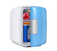Sinbide Mini Frigo de Chambre 4L, AC/DC Brancher, Pour Voiture 12V 240V pour Camping, Petit Skincare Réfrigérateur Comestique Silencieux, Glacière Portable de Beauté, Garder Froid, 6 Canettes (Bleu)