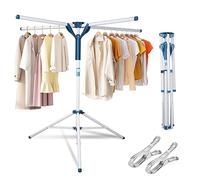 Sinbide Séchoir à Linge Etendoir à Linge Pliable Intérieur et Extérieur, Sèche Linge avec 4 Bras de Crochet, Étendoir Parapluie, Hauteur Réglable 110-180cm.faciles à Monter,replie très Facilement.