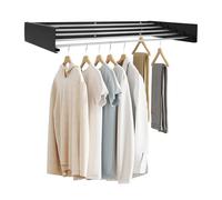 Sinbide Séchoir à Linge Mural, Étendoir à Linge Rétractable, Séchoir à Linge Pliable pour Intérieur et Extérieur, Economiseur d'espace Design Compact et Élégant (Noir, 80cm)