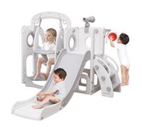 Sinbide Toboggan Enfant avec Balançoire et Panier de Basketball Aire de Jeux d'extérieur et l'intérieur pour Enfant Toboggan Bebe avec Télescope Cadeau Noël Anniversaire pour Les Enfants