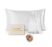 Since Silk Taie d'oreiller 100% Soie Naturelle de Mûrier 1pc, 22 Momme de Soie des Deux Côtés avec Coffret Cadeau Exquis, Bienfaits Cheveux et Peau avec Fermeture éclair cachée (50x66 cm, Crème)