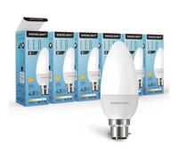 SINCELIGHT Ampoule LED en forme de bougie B35 et culot B22, IRC (RA≈92), Diffuseur laiteux, 5W, Blanc Froid (6500K), 500lm, Lot de 6
