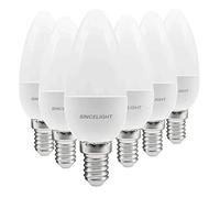 SINCELIGHT Ampoule LED en forme de bougie B35 et culot E14, IRC (RA≈92), Diffuseur laiteux, 5W, Blanc Froid (6500K), 500lm, Lot de 6