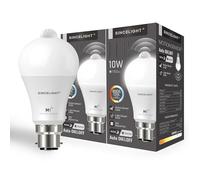 SINCELIGHT Ampoule LED PIR à capteur de mouvement avec base B22, marche/arrêt automatique par capteur PIR équipé et capteur crépuscule à l'aube, détecteur de mouvement, ampoule de sécurité, lot de 2