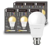 SINCELIGHT Ampoules à LED 11W avec culot B22, 1150 Lumens (équivalent 100W incandescente) Blanc Chaud 2700K, culot baïonnette BC, Ampoules économiques GLS, Lot de 6