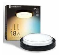 SINCELIGHT IP65 Plafonniers oder Appliques Murales Φ220mm, 18W BULKHEAD Luminaires Extérieur/Intérieur, 2000lm, étanche, Couleur Réglable de Blanc Chaud à Blanc Froid