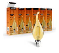 SINCELIGHT Lot de 6 ampoules LED E14 rétro à filament, 4 W, 440 lm, équivalent à 50 W, ambré, blanc chaud 2500 K, SES petit culot à vis Edison