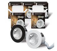 SINCELIGHT Mini Spot encastrable 3W, petit downlight à LED pour trou de 35-40mm, Anneau blanc/noir remplaçable, Blanc Chaud 2700K, Remplaçant MR11, étanche IP65 pour plafond/armoire/vitrine, 5 unités