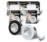 SINCELIGHT Mini Spot encastrable 3W, petit downlight à LED pour trou de 35-40mm, Anneau blanc/noir remplaçable, Blanc Froid 6000K, Remplaçant MR11, étanche IP65 pour plafond/armoire/vitrine, 5 unités