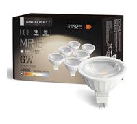 SINCELIGHT MR16 Ampoule à Réflecteur LED avec Culot Gu5.3, 12V, 6W, 500 Lumens, équivalent halogène 50W, 4000K (Blanc Neutre), Couleur Magnifique RA≈92, Angle de Faisceau 38°, Lot de 6
