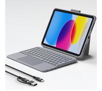 Sincelo Keyboard Case for iPad 10th Generation,Bluetooth Wireless Detachable Magnetic Stand Rechargeable Keyboard with Folio Slim Compact Removable Cover with Trackpad, Backlit Keys,Wireless Keyboard