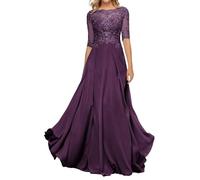 Sincemeet Robe en Dentelle pour Mère de la Mariée Robes de Soirée Formelles Longues à Manches 3/4 Une Robe de Bal en Ligne