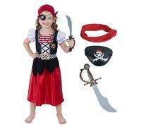Sincere Party Costume de Pirate pour les filles, nouvelle robe de Pirate 2024, bandeau, machette, taille de masque pour les yeux 5-6 ans