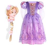 Sincere Party Déguisement de princesse Raiponce pour filles avec perruque emmêlée 5-6 ans, nouvelle option 2022