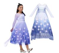 Sincere Party Luxury Light up Elsa princesse robe multicouche jupe, moelleux, parfait pour la Journée mondiale du livre, cadeau de Noël pour les filles 7-8 ans