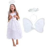 Sincere Party Nativité Angel Virgin Fancy Disch Costume, Christmas Angel Snowflake Fancy Dishy With Wings and Halo for Girls