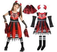 Sincere Party Zombie Cheerleader Squad Cheerleader For Girls Halloween Zombie Costume avec accessoires