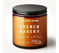 Sincero Home Bougie Parfumée - Bougie Artisanale en Cire de Soja avec Mèche en Bois, 450g, 60 Heures de Combustion, Parfum Croissant, Bougie Naturelle et Écologique