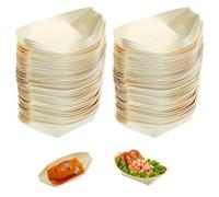 SinChic Barquette Bateau en Bois,100 PCS Coupelle Alimentaire Bol en Bois Coupelles en Bois Barquette Alimentaire Bols Coupelle en Bambou Bateau pour Buffet Mariage Anniversaire et Fêtes