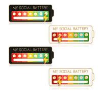 SinChic Social Battery PinsBroches Amusantes,4 PCS Aiguilles D'Humeur Interactives My Social Battery Pin Pins en Métal Broches Amusantes pour 7 Jours Badge d'Anxiété pour la Santé Mentale
