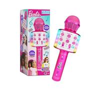 Sinco Creations Barbie Bright Voicemaster Microphone sans Fil karaoké Haut-Parleur sans Fil Lumières Multicolores 5 Effets vocaux Chanter et enregistrer