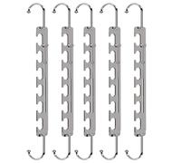 Sindax Cintre Gain de Place, Télescopiques à 6 Trous Réglables à 9 Trous Magiques INOX Cintres Metal, Gain de Place pour Vêtements Lourds, Organiseurs de Placard et Rangement (Lot de 5)