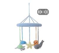 SindiBaba Playgym Mobile pour bébé 4 en 1 au crochet, animaux de mer, dauphin, pieuvre, tortue, baleine, étoile de mer, avec hochets et anneaux de fixation, 1 jouet 4 fonctions, à suspendre sur le lit