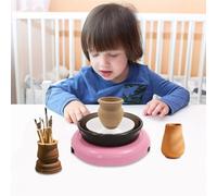 Sindipanda Mini disque de poterie de 15 cm - Machine à roue en céramique avec vitesse réglable - Pour bricolage, débutant en poterie - Machine à roue en céramique pour enfants - 0 à 180 tr/min (rose)