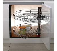 Sindipanda Panier de cuisine en fil de fer à 270 ° - 71 cm - Fond pivotant - Armoire d'angle - Tiroir - 62,5 x 16,5 x 62 cm