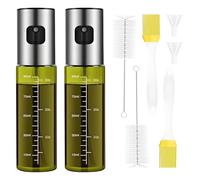 Sindiya Bouteille vaporisateur d'huile de 100 ml, fabriquée en acier inoxydable et en verre, pour une cuisine saine et un dosage précis, vaporisateur d'huile.Injecteur, lot de 2