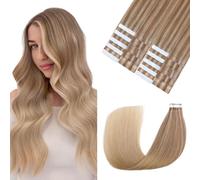 Sindra Extension Adhesive Cheveux Naturel 50cm #10/16/16 | 20 pcs 50g, Brun Doré Mixte Miel Dor, Extension Bande Adhesive Cheveux Naturel, Invisible Sans Couture, 20 inch
