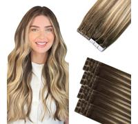 Sindra Extension Adhesive Cheveux Naturel Injection #3822-Noix Brown à Ash Brown Et Golden Blonde 20pcs 45cm 50g Naturel Adhesive Inject Extensions (#3822-45cm)
