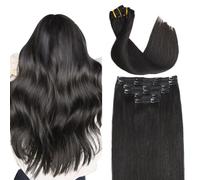 Sindra Lot de 6 extensions de cheveux humains à clipser pour femme - Noir cassé - 45,7 cm - Tête complète - 120 g - #1B - 45,7 cm
