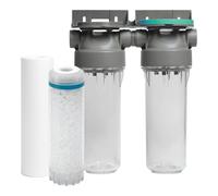 SINEA - Filtre à eau double 9' 3/4 + pack anti calcaire - connexion arrivée d'eau 3/4' - porte filtres robustes de haute qualité fabriqué en Europe