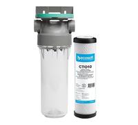 SINEA - Pack filtre à eau 9"3/4 + cartouche anti odeur charbon actif coco - porte filtre, anti chlore, anti odeurs, anti goût, filtration 10 microns pour eau domestique