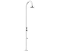Sined Luna Timer p White Aluminium Shower Double Connection Eau Froide Laterale Ou Inferieure Sur Un Tuyau Interne Douche a Eau Froide Temporisee Avec Pommeau De Douche a Pied Et Mitigeur Blanc