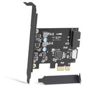 Sinefine En-tête de panneau avant PCIe x1 vers USB 3.2 GEN1 5 Gbp 19 broches (pour panneau avant de type C) + carte d'extension USB 3.0 20 broches, connecteur de panneau avant interne de type E à 20