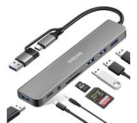 SINEHO Hub USB Double 8-en-1, Adaptateur USB C Multiport avec USB 3.0, 3X USB2.0, Données USB-C, Audio 3.5mm, SD/TF pour MacBook, PC Portables, PC