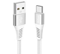 Sinfenyo Cable Chargeur USB C Blanc 2M Câble USB A vers USBC Charge Rapide | Nylon Tressé Cordon Type C pour iPhone 17 16 16e 15 Pro Max Air, pour Samsung Galaxy S26 S25 S24 A55, Pixel, Redmi, Switch