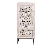 Sinfonier 5 Tiroirs - Giner y Colomer - Bois de Manguier - Base en Fer - Blanc Vieilli