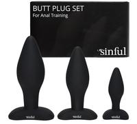 Sinful Bumbum Ensemble de Plugs Anals en Silicone - 3 Butt Plug de Tailles Différentes - Plug Anus Femme Débutante - Sex Toys Anals - Plug Anal Homme - Flexible Sextoy Anal - Plug Anal Femme - Noir
