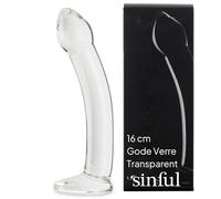 Sinful Curvy Gode Verre 16 cm - Plug en Verre Courbé - Dildo pour Point G et la Prostate - Gode en Verre Anal pour Couples - Gode pour Homme Anus Débutant - Gode Anal pour Femme - Sex Toy en Verre
