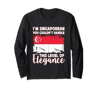 Singapore Flag Elegant Singaporean Boyfriend Girlfriend Manche Longue