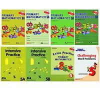 Singapore Math Primary Mathematics Complete Grade 5 Set (8 Books): 2 Textbooks, 2 Workbooks, 2 Intensive Practice, Extra Practice and Challenging Word
