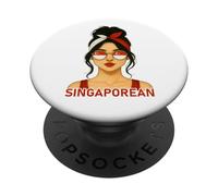 Singaporean Girl Singapore Flag Singaporean Girlfriend Wife PopSockets PopGrip Adhésif
