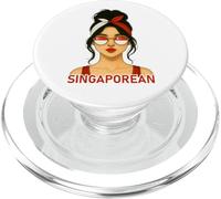 Singaporean Girl Singapore Flag Singaporean Girlfriend Wife PopSockets PopGrip pour MagSafe